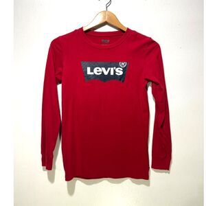 Levi's long sleeves kids T shirt big logo classic red casual festive boys L